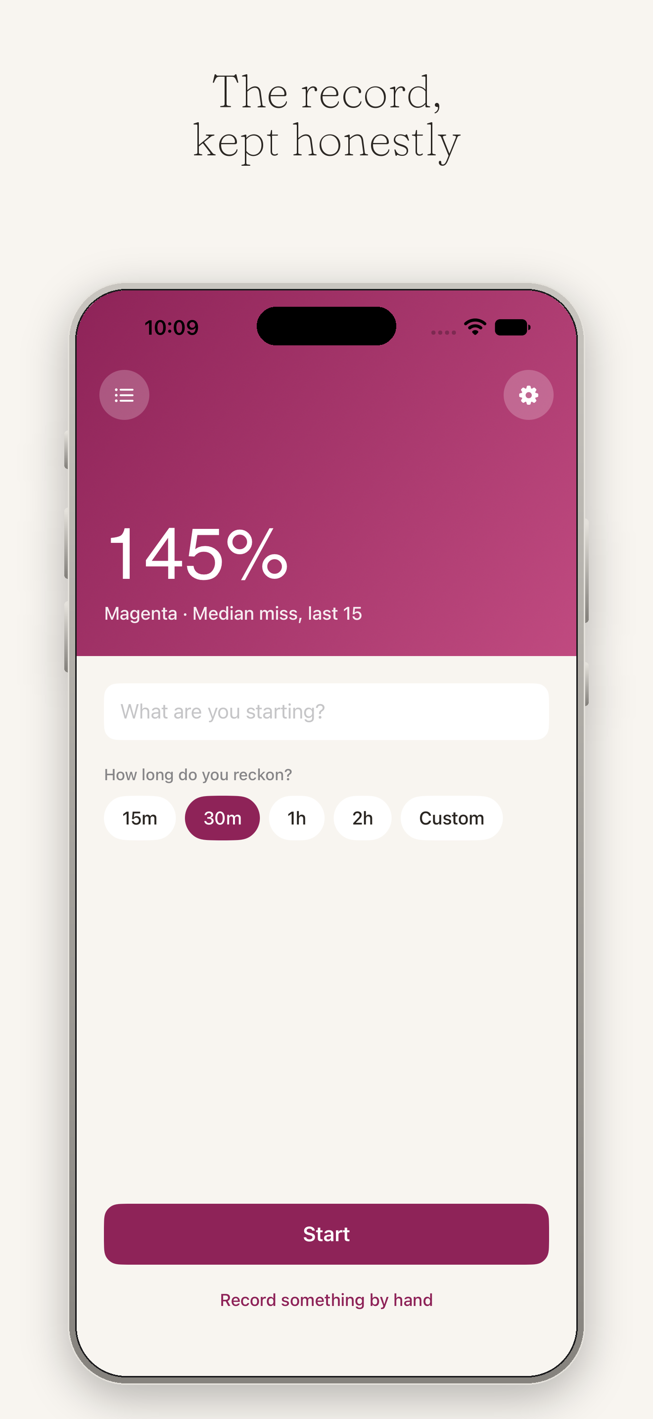 The home screen at the magenta stage